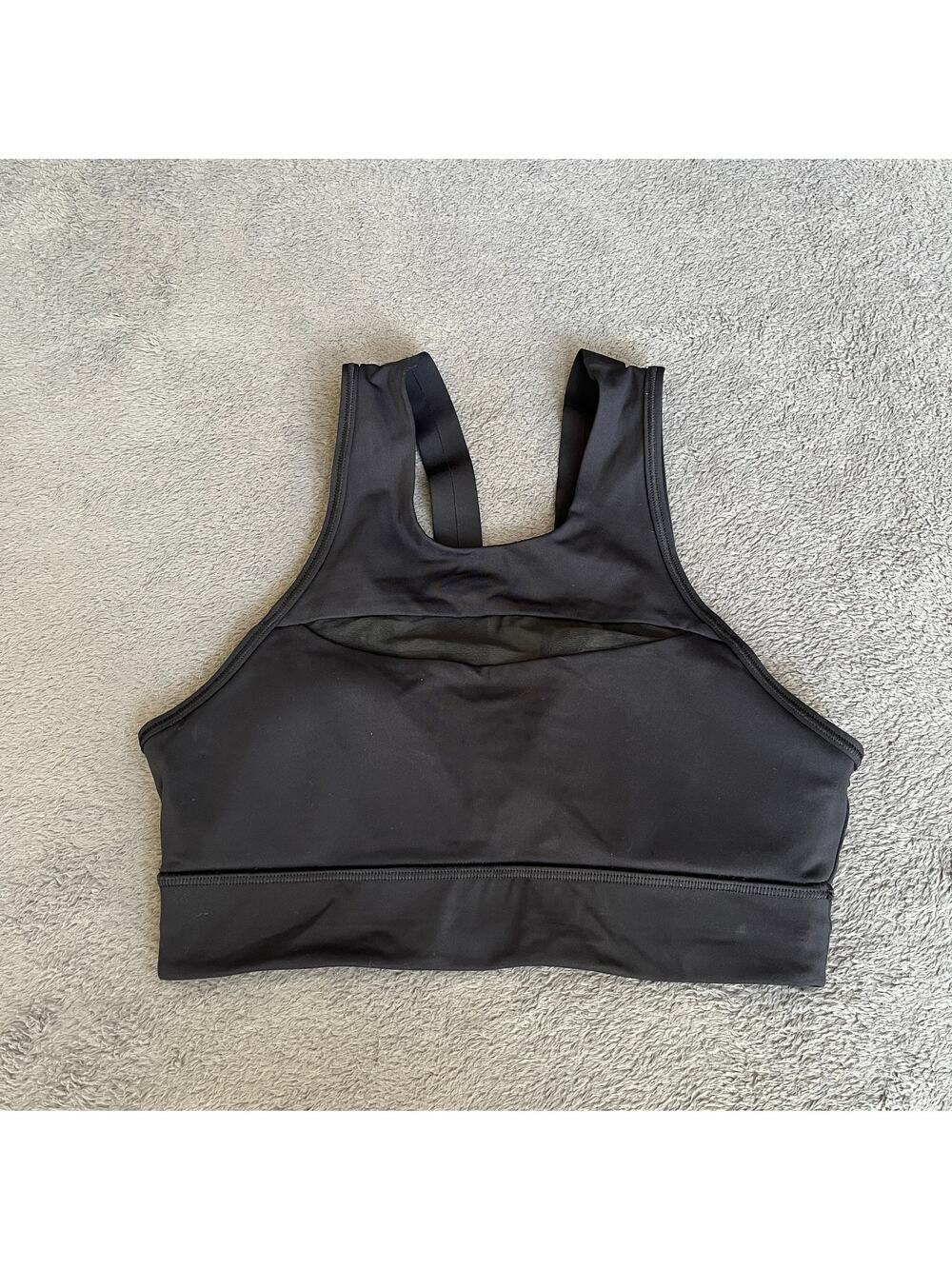 Lululemon Run The Day Black Athletic Running High Neck Sports Bra Women's Size 4